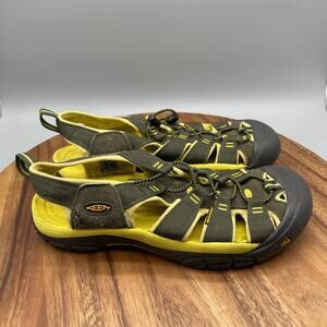 Keen Newport H2 Sandals Womens Size 10.5 Gray/Yellow Waterproof Hiking Slip-on